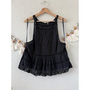 Free People Constant Crush Pintucked Lace Sheer Halter Top Dainty Coquette M